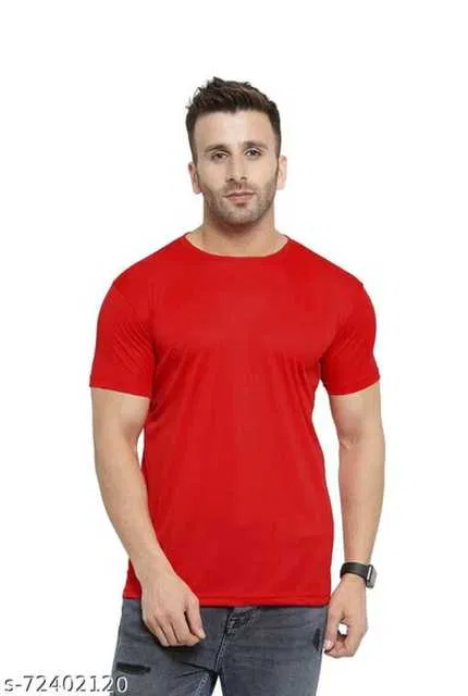 Ruggstar Casual Printed Round Neck T-Shirt For Men (Red, XL) (R-33)