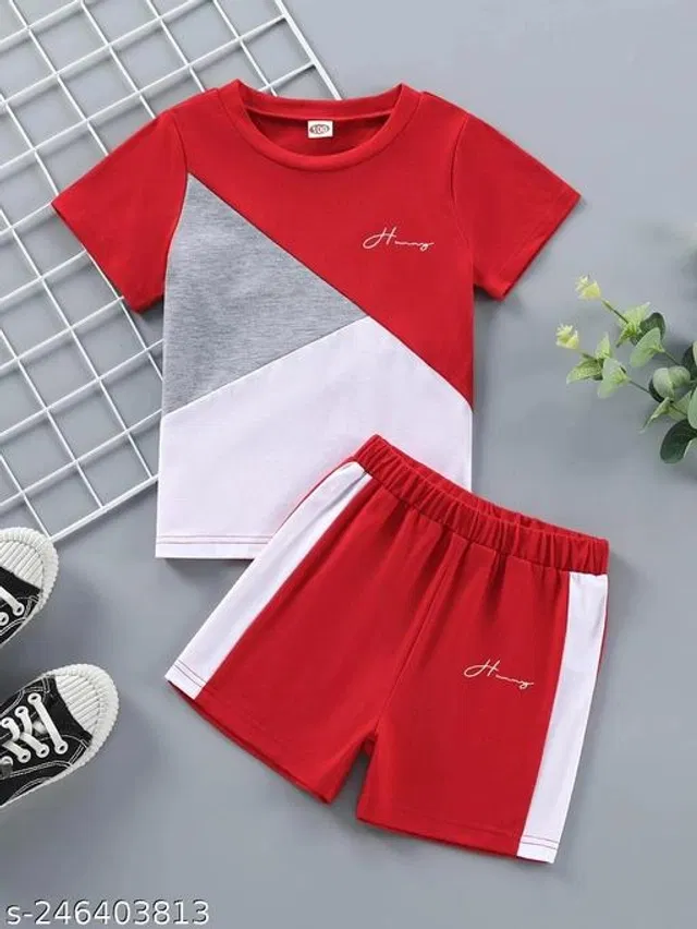 Cotton Blend Clothing Set for Boys (Multicolor, 5-6 Years)