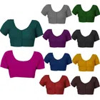 Cotton Solid Stitched Blouses for Women (Assorted, 32) (Pack of 6)