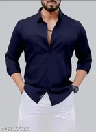 Cotton Blend Solid Shirts for Men, Pink & Blue, Pack of 2 