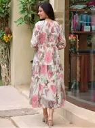 Poly Georgette Floral Print Kurti for Women, Pink 