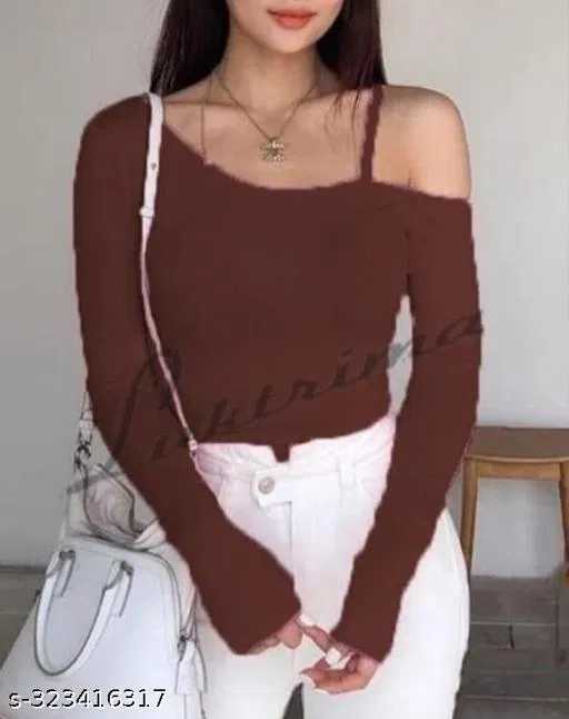 Ladies Top & Bottom Set for Women (Brown, S)
