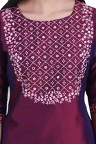 Women Art Silk Embroidered Kurta With Pant And Dupatta Set 