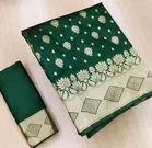 Litchi Silk Zari Woven Saree for Women, Green 