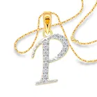 Vighnaharta Alloy Popular "P" Letter Gold & Rodium Plated Pendant With Chain For Women & Girls 