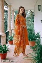 Floral Embroidered Chanderi Cotton Kurti for Women 
