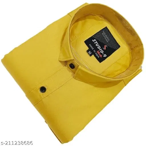 Cotton Blend Solid Shirt for Men, Gold (M) Pack of 1