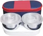 Stainless Steel 3 Containers Lunch Box (Multicolor, Set of 1)