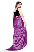 Lycra Solid Saree For Women, Purple