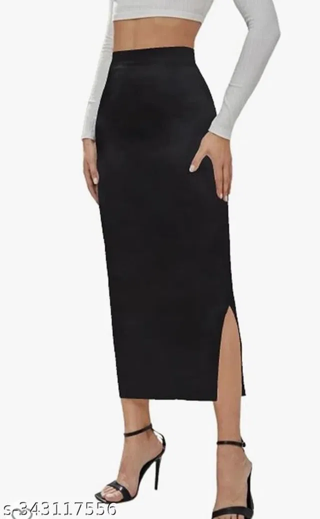 Cotton Blend Skirts for Women (Black, 32)