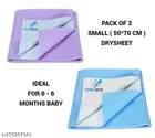 Cotton Mattress Protection Sheet (Purple & Sky Blue, 28x20 inches) (Pack of 2)