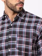 Cotton Blend Checkered Shirt for Men, Black 