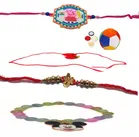 Metal 3 Pcs Rakhi with Ball & Bracelet 