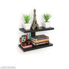 Wooden Double Layer Wall Shelves For Home, Brown