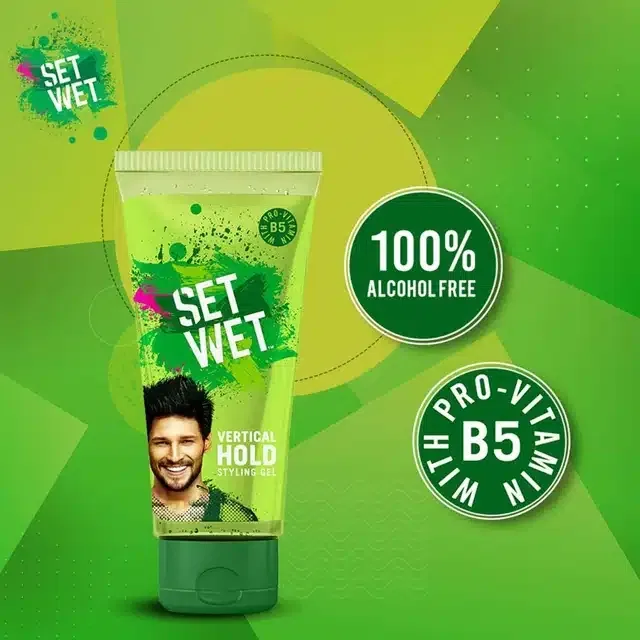 Set Wet Hair Gel for Men Party Shine Strong Hold Tube 50 g