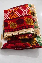 Microfibre Double Abstract Floral Printed Bedsheet 88x90in Maroon
