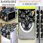 KANUSHI Industries®Fridge/Refrigerator Cove+1 Pc Microwave Cover+1 Front Load Washing Machine Cover+2 Pc Handle Cover