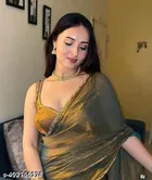 Chiffon Solid Saree For Women, Brown