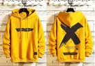 Fleece Printed Hoodie for Men, Yellow 