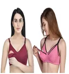 Cotton Solid Bras for Women, Pack of 2 (Multicolor, 32)