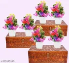 Plastic Artificial Flowers, Multioclor, Pack of 6
