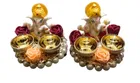 Metal Decoretive Pooja Thali, Multicolour Pack of 2