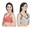 Cotton Blend Solid Non Padded Feeding Bras for Women 