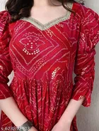 Viscose Silk Kurti for Women, Red 