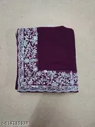 Georgette Solid Saree For Women, Purple