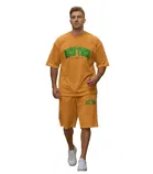 Polyester Printed Co-Ord Set for Men, Mustard 