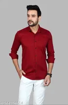 Cotton Blend Full Sleeves Solid Shirt for Men 