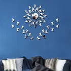 Mirror Sticker Silver Sun with 20 Butterfly for Wall Pack of 20 10x20cm