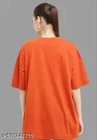 Cotton Blend Printed T-Shirt for Women, Orange 
