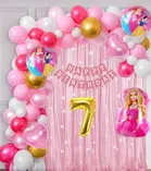 Barbie Theme 7th Birthday Balloon Decoration Kit For Kids, Multicolor, Pack Of 67