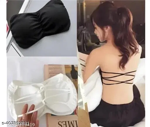 Cotton Bra for Women & Girls, Black & White, Pack of 2 (30B)