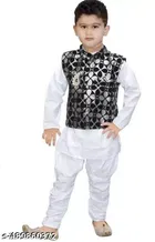 Solid Cotton Kurta Set for Boys 