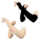 Polycotton Arm Sleeves for Men & Women (Black & Beige, Set of 2)