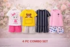 Hosiery Cotton Printed Clothing Set for Kids, Multicolor, Pack of 4 