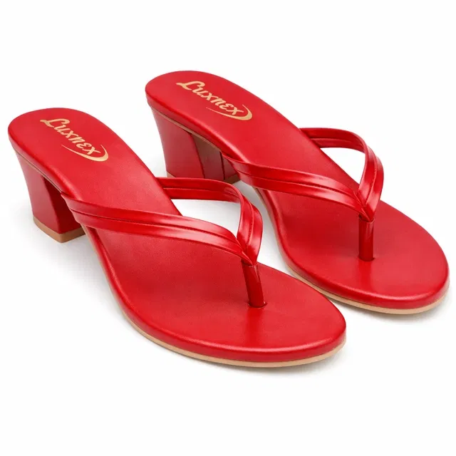 Solid Block Sandals for Women (Red, 8)