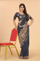 SVB Vichitra Silk Women Jacquard Saree With Un-Stitched Blouse 