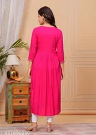 Viscose Rayon Kurti for Women, Pink 