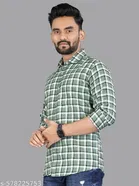 Polycotton Checked Shirts for Men, Green 