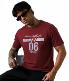 Polyester Printed T-shirt for Men, Maroon 