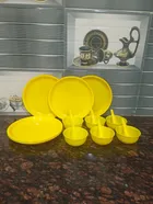 Plastic Dinner Set (Yellow, Set of 18)