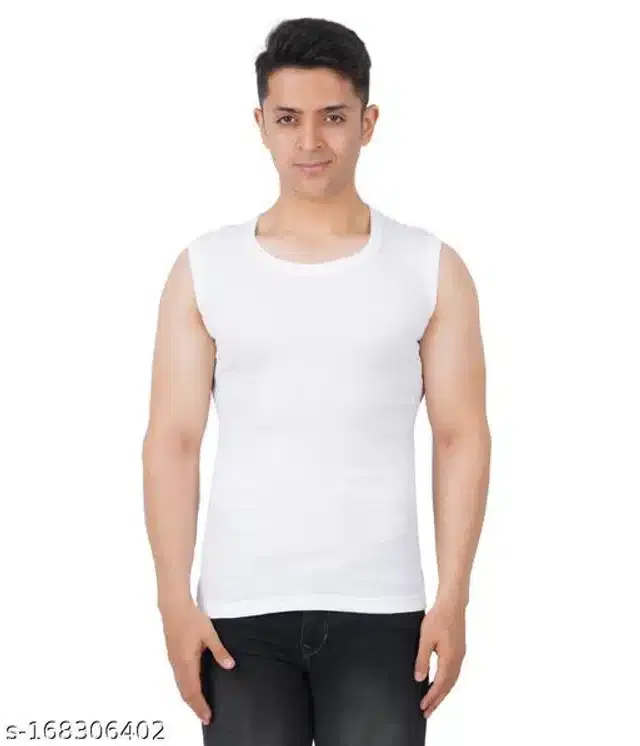 Gym Vests for Men (White, L)