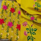 Anarkali Cotton Blend Embroidered Kurti with Pant for Women 