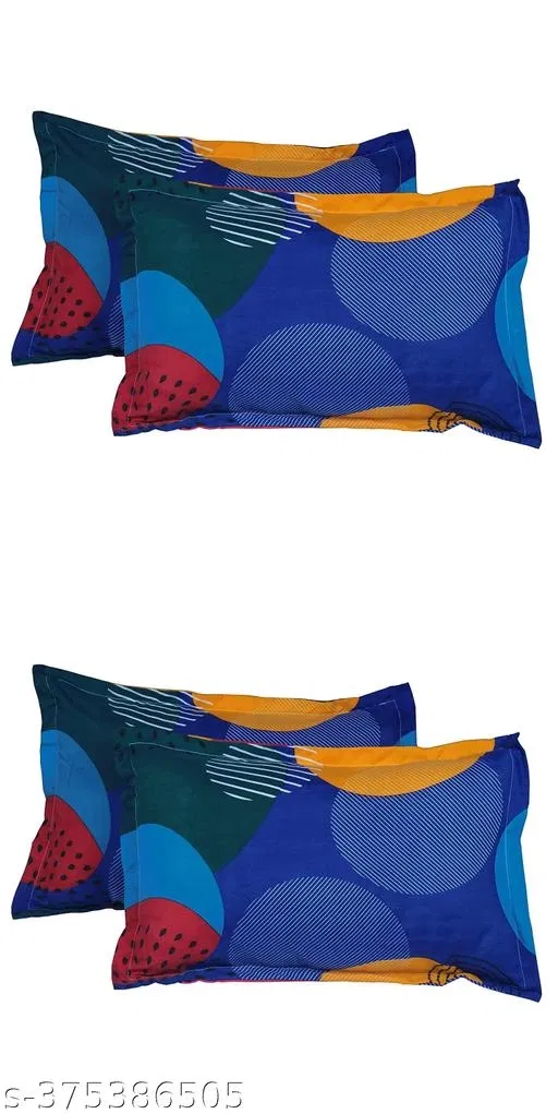 Polycotton Pillow Covers (Multicolor, 17x27 inches) (Pack of 4)