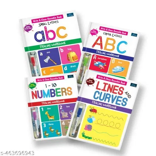 The Write & Clean Reusable Tracing Workbook - Set Of 4 Book Innovative And Practical Learning Resource ,