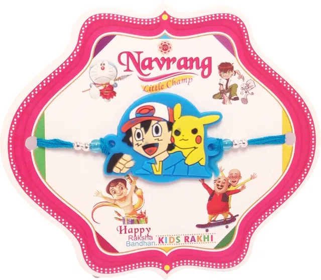 Kids Cartoon Character Eraser Rakhi (Multicolor, Free)