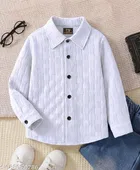Self Design Cotton Blend Long Sleeves Polo for Boys 
